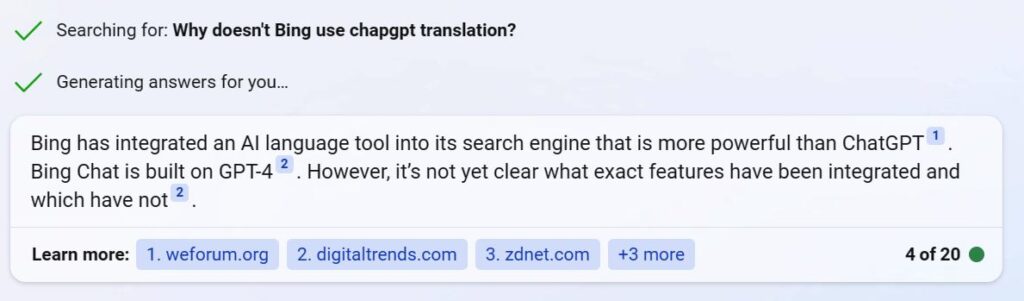 It is really intelligent, Bing Chat picked Google Translator : r